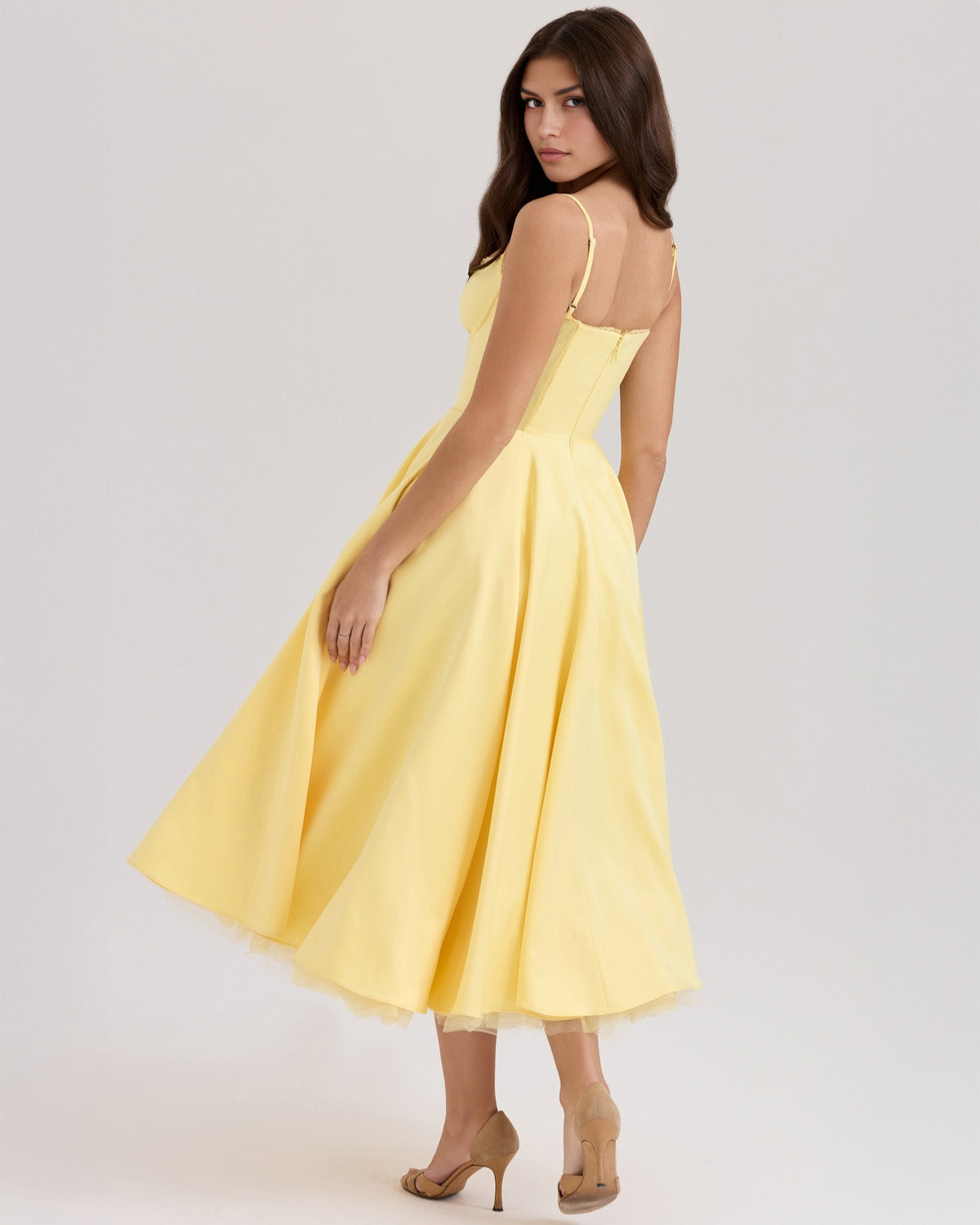 Paula | Duchesse-Satin Midikleid Mit Corsage