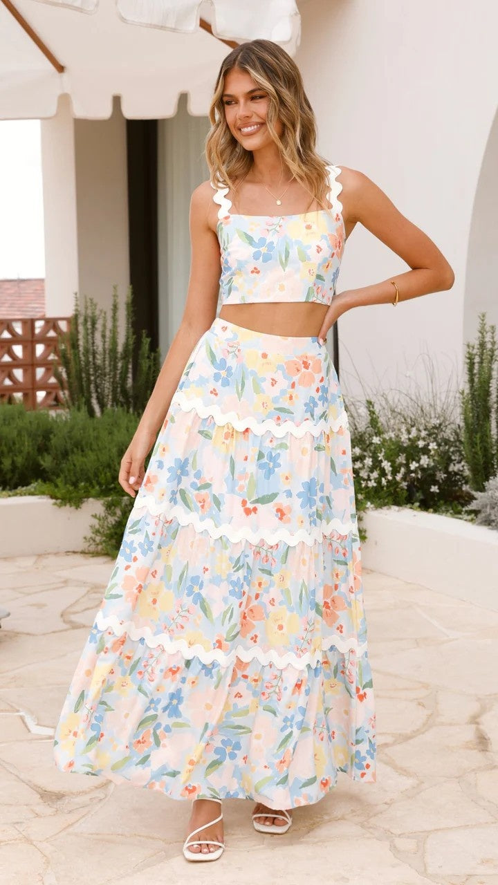 Kelya | Set aus Top und Rock mit Blumenmuster