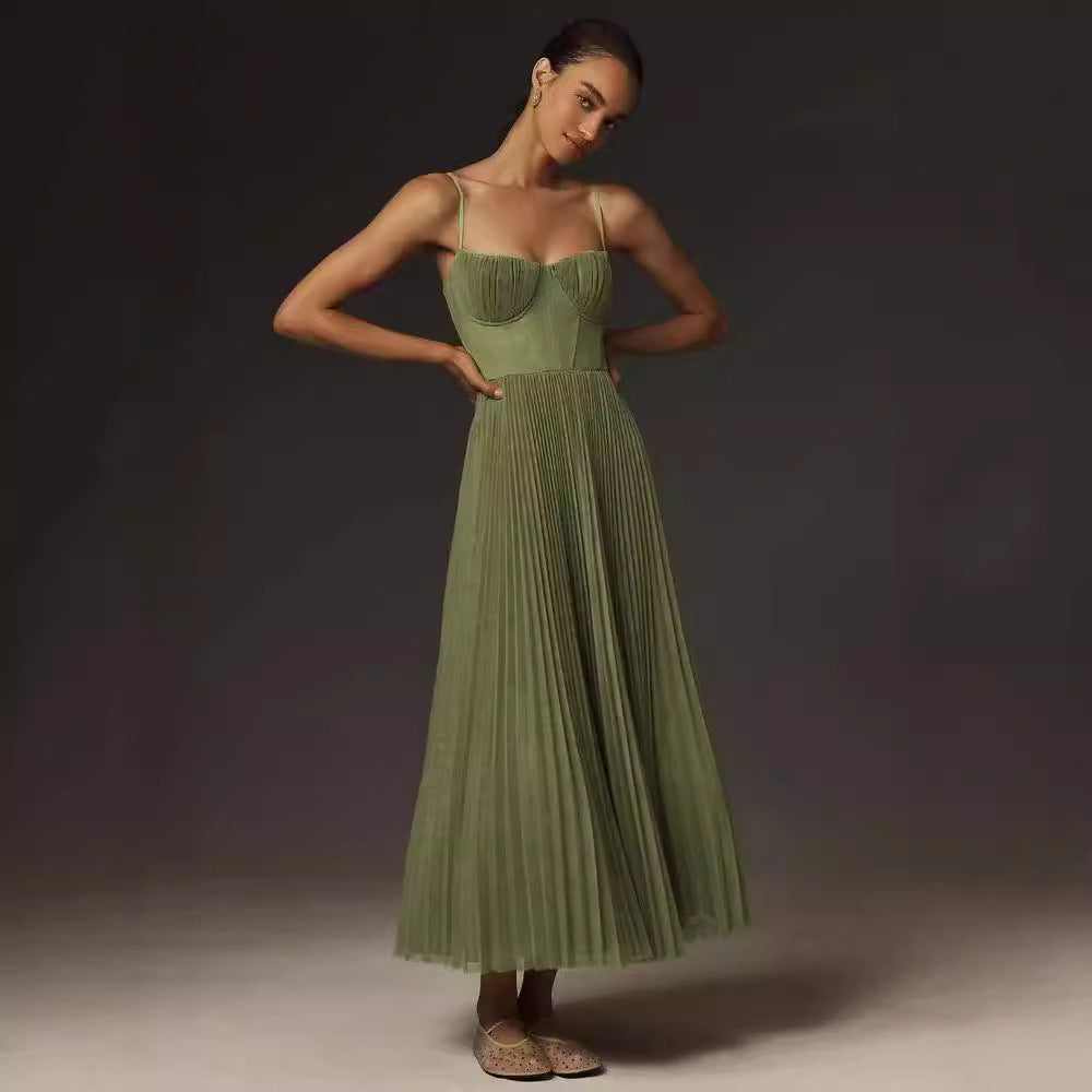 Lorna | Strapless pleated midi dress Lorna | Strapless pleated midi dress