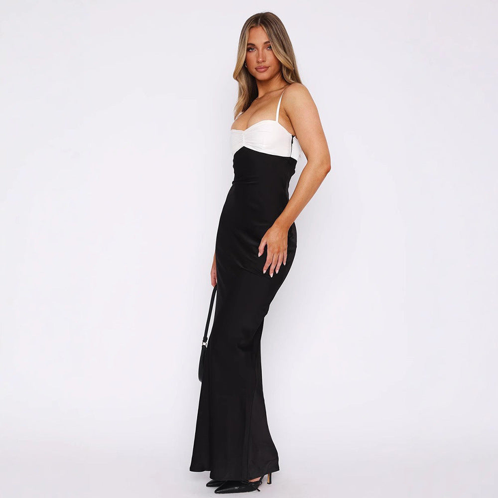 Kaeli | Langes tailliertes Kleid Bustier Zweifarbig