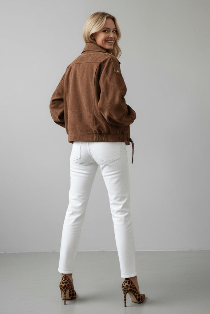 Carla | Braune Oversize-Jacke aus Wildleder für Damen
