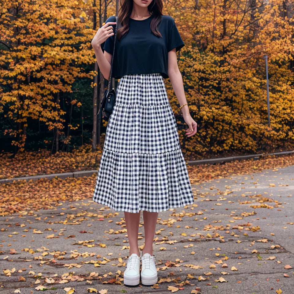 Althea Women's Plaid Midi Skirt