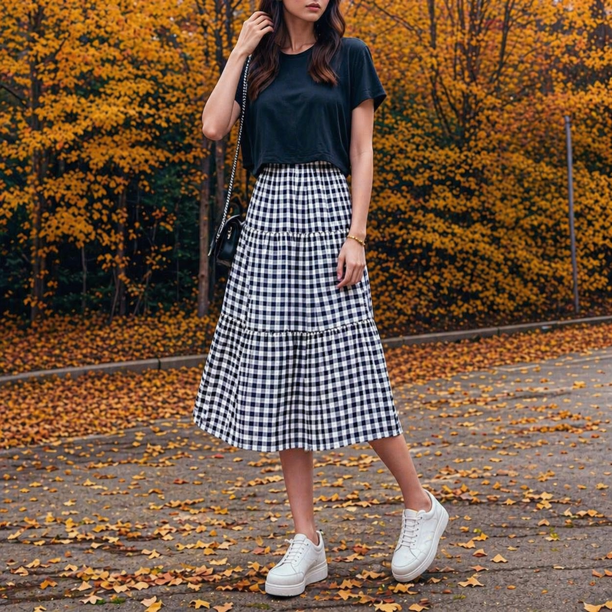 Althea Damen Midirock mit Karomuster