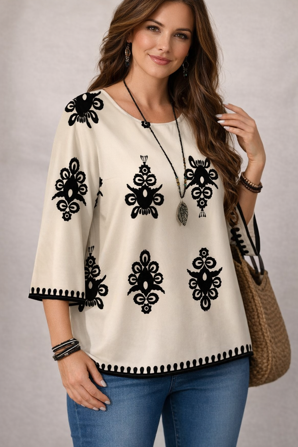 Arvessa | Damen Top mit Ornamentdruck