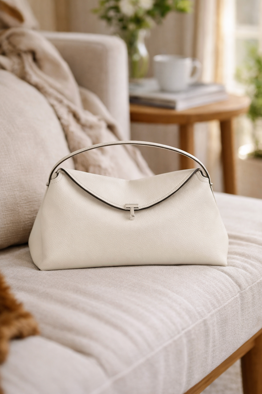 Athena Damen Schultertasche strukturiert mit Drehverschluss