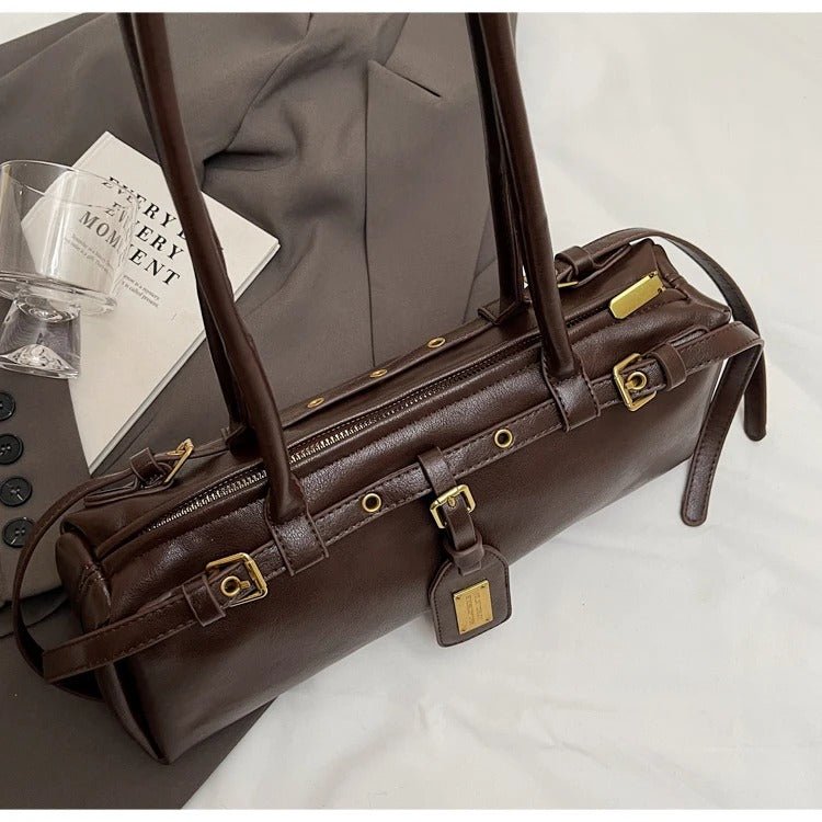 Audrey Schultertasche im Barrel-Design aus PU-Leder