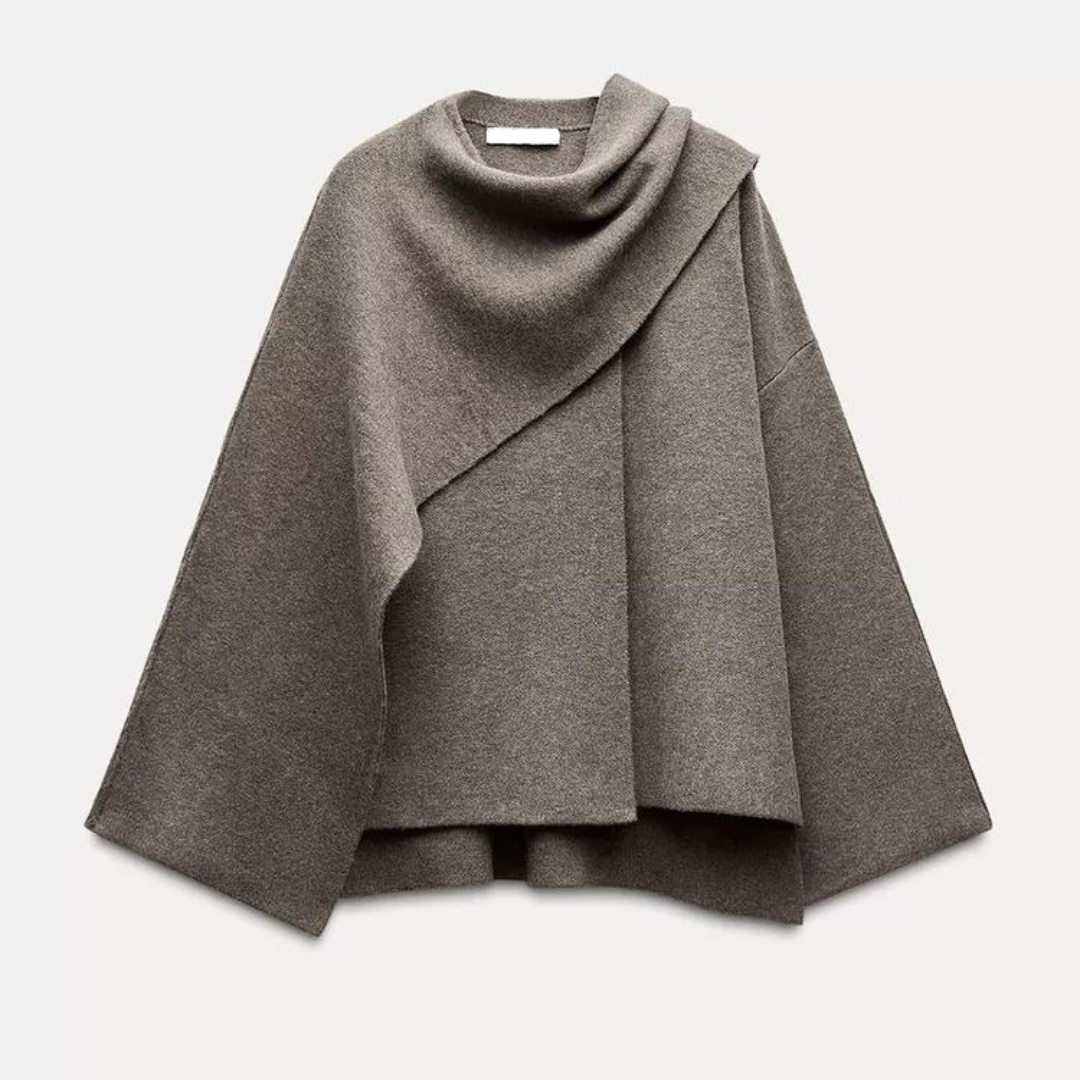Bedelia | Damen Cape-Mantel mit Schal-Kragen