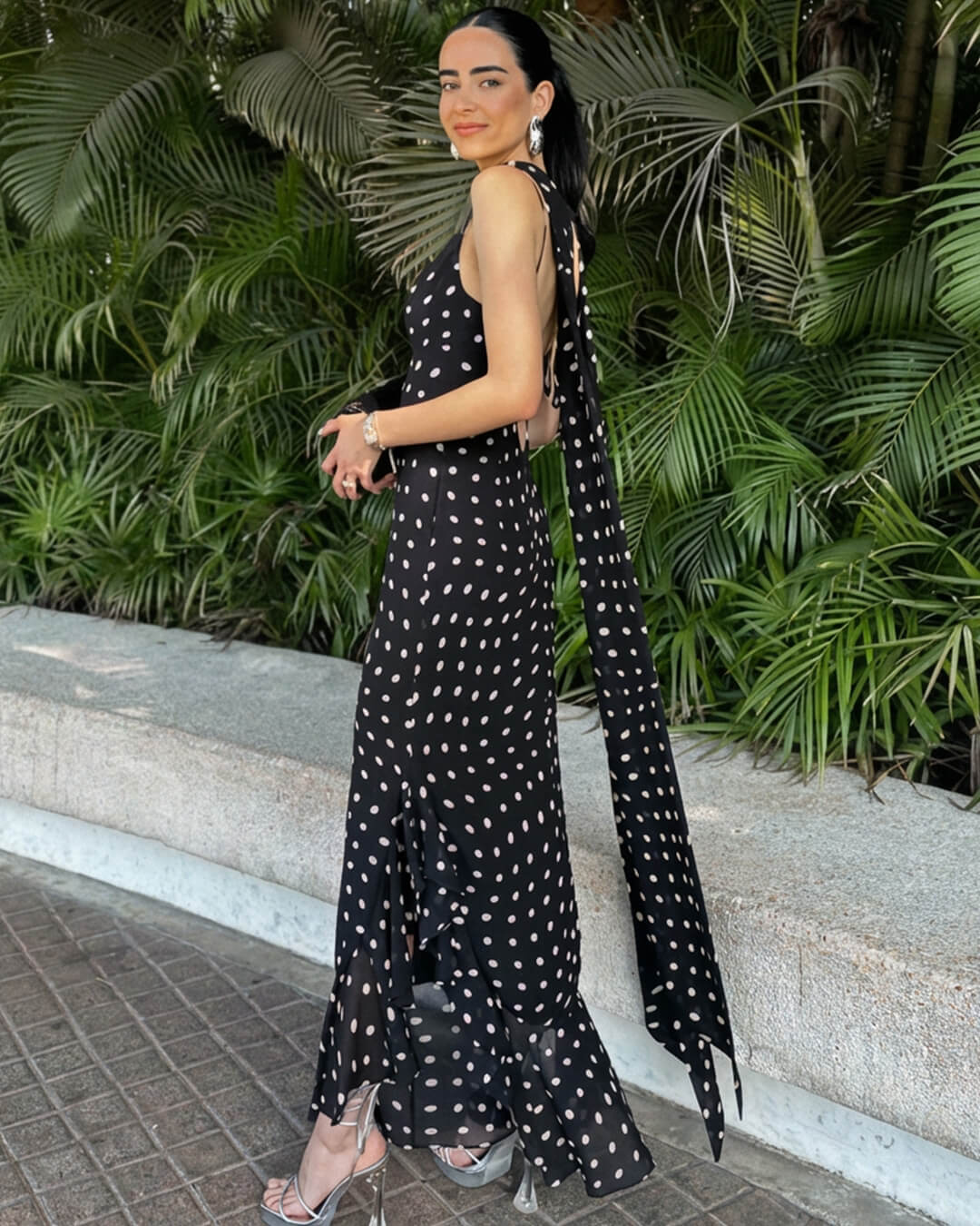 Carmila Polka Dot Backless Maxi Dress