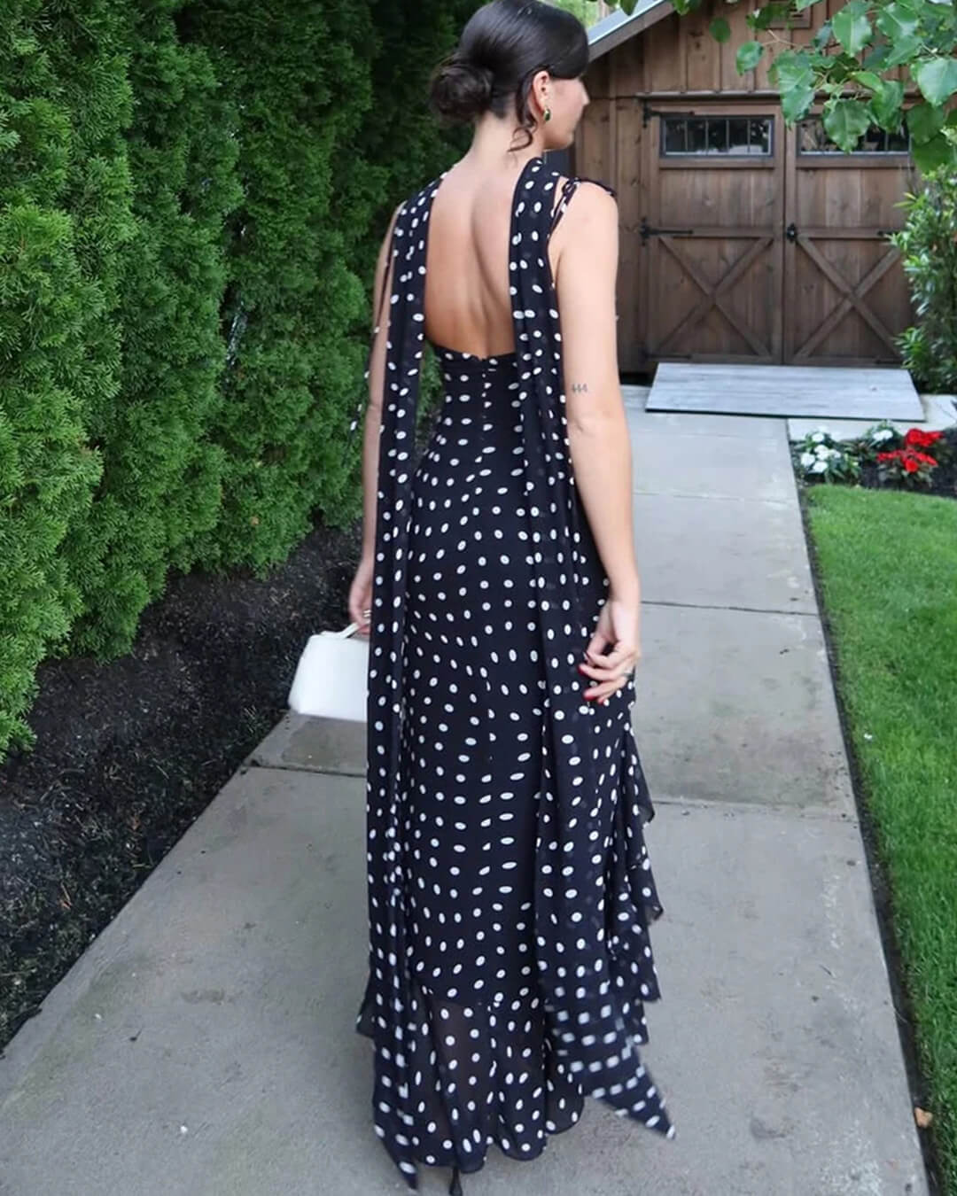 Carmila Maxikleid mit Polka-Dot-Muster und rückenfreiem Design