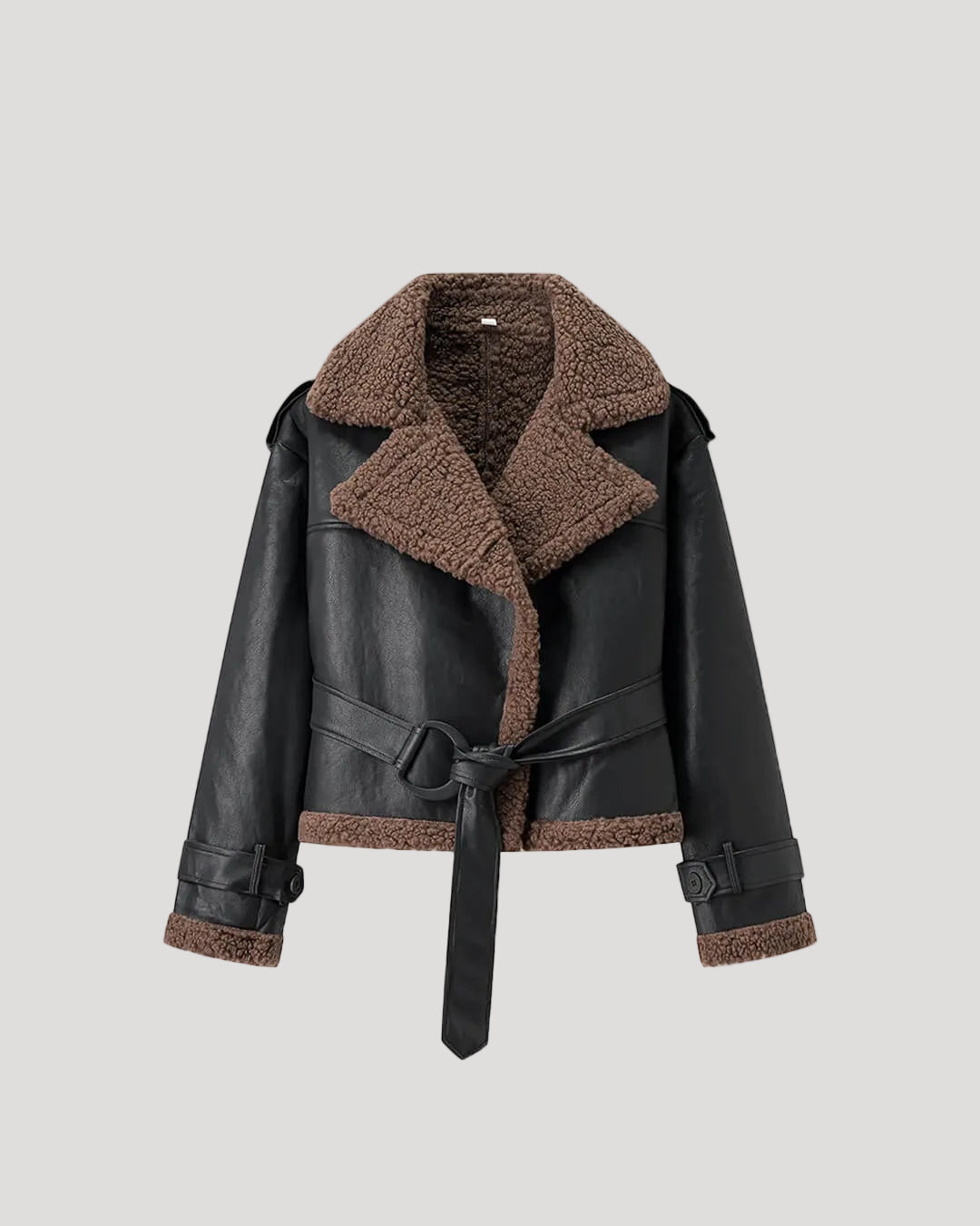 Damen Kurze Jacke mit Reverskragen und Gürtel