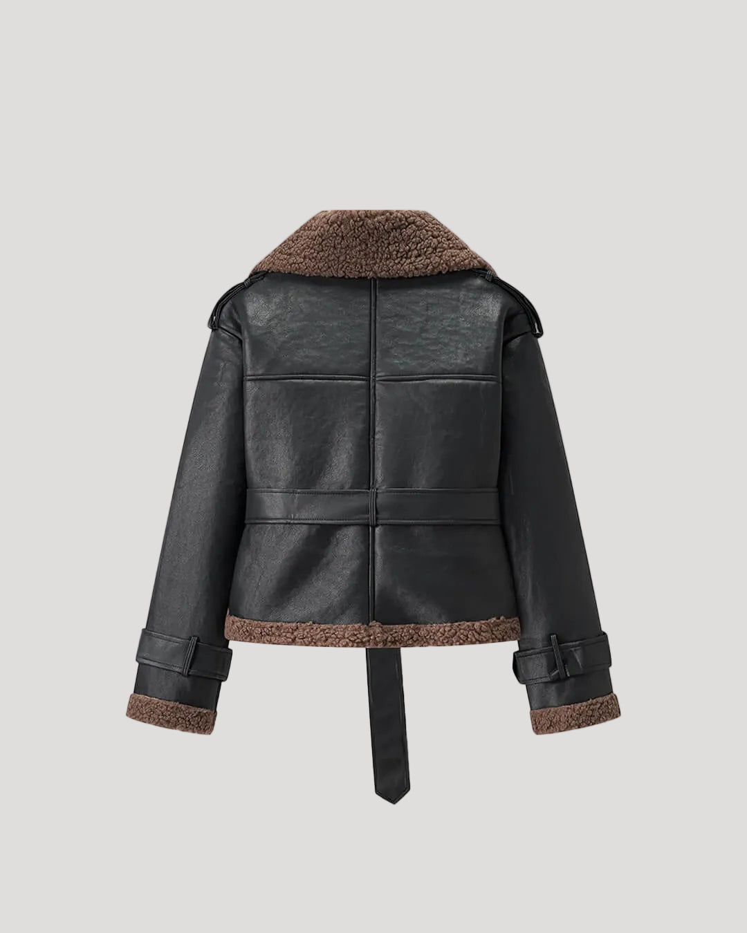 Damen Kurze Jacke mit Reverskragen und Gürtel