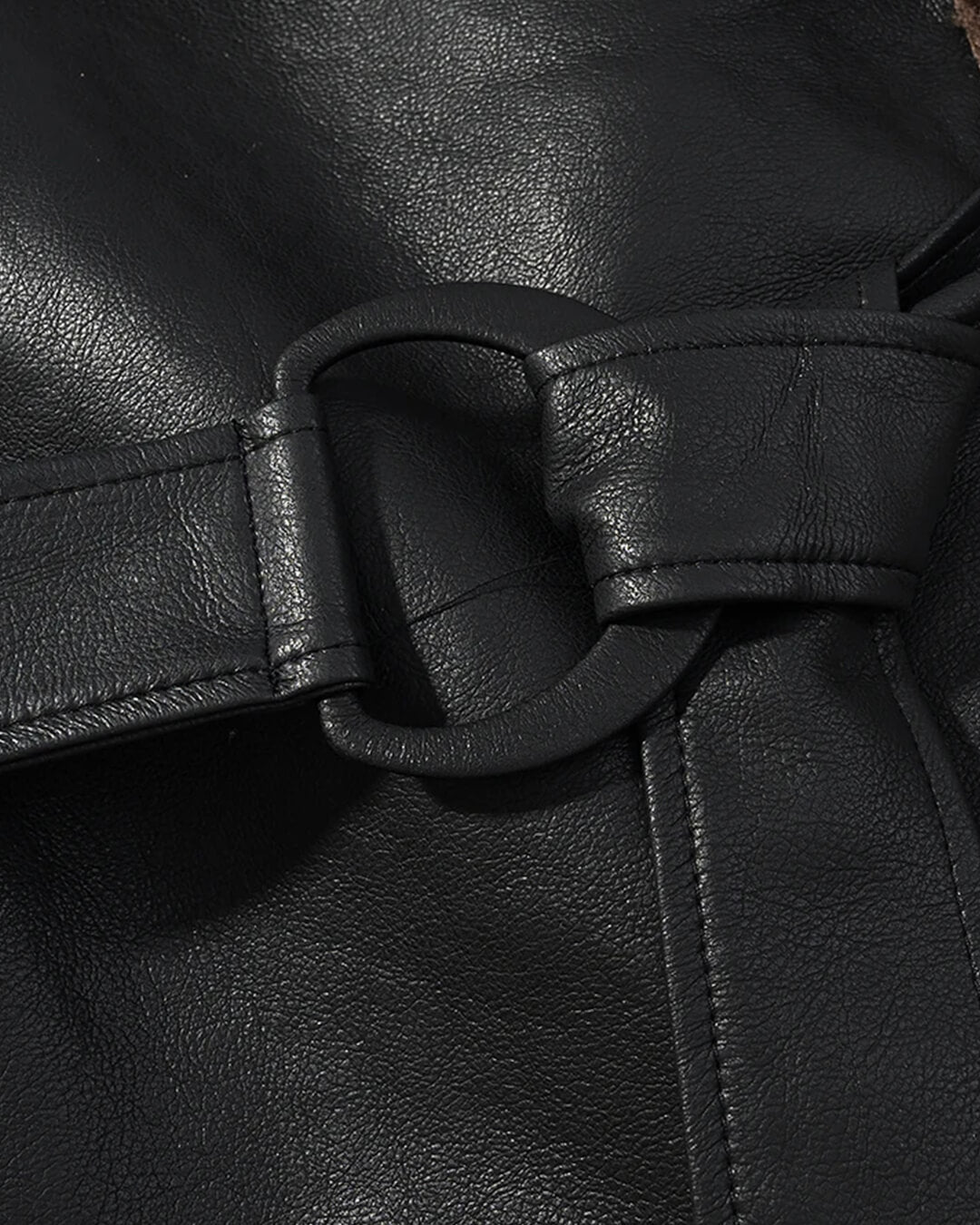 Damen Kurze Jacke mit Reverskragen und Gürtel