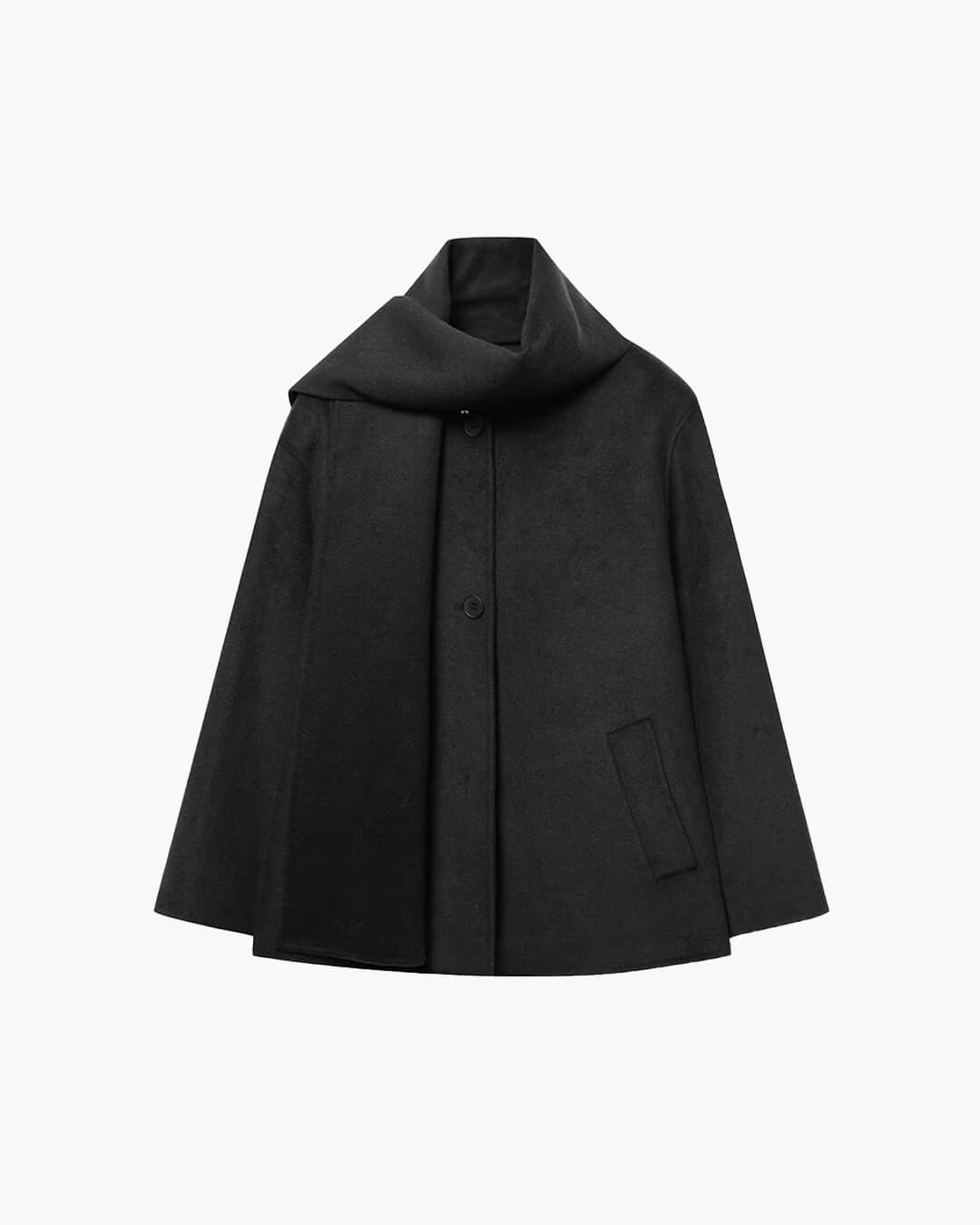 Damenmantel mit Integriertem Schal und Langarm