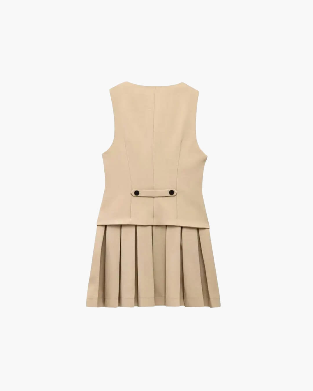 Eloria Ärmelloses Plissee Kleid mit Knopfleiste vorne