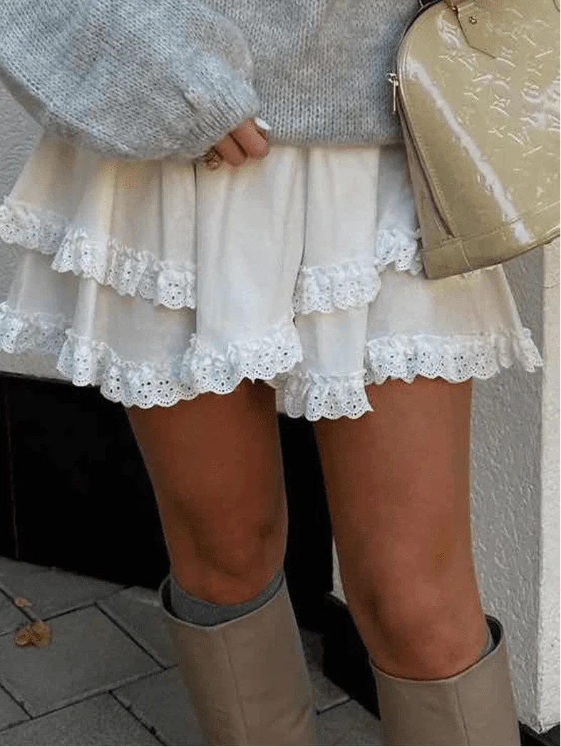 Women's mini skirt with ruffle layers