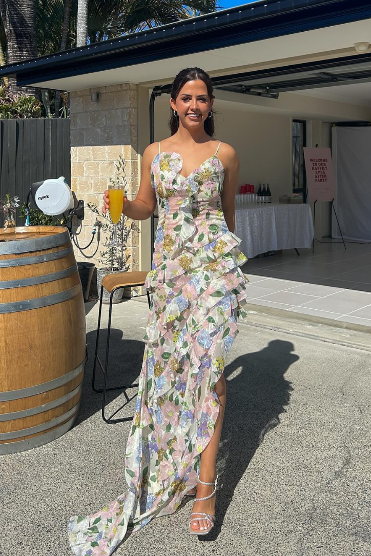 Women's Asymmetric Maxi Dress with Ruffles