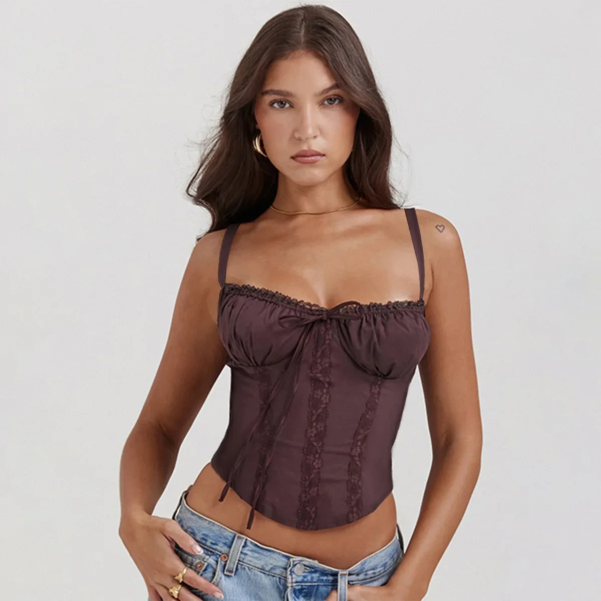Harelia Damen Corsagen Top mit Schnürung