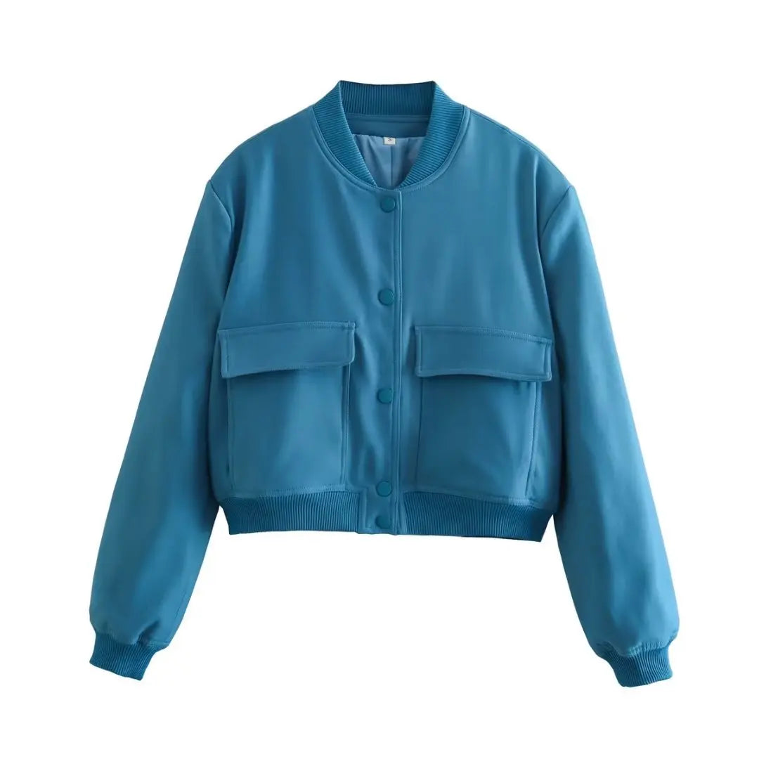 Isabell Damen Bomberjacke mit Druckknöpfen