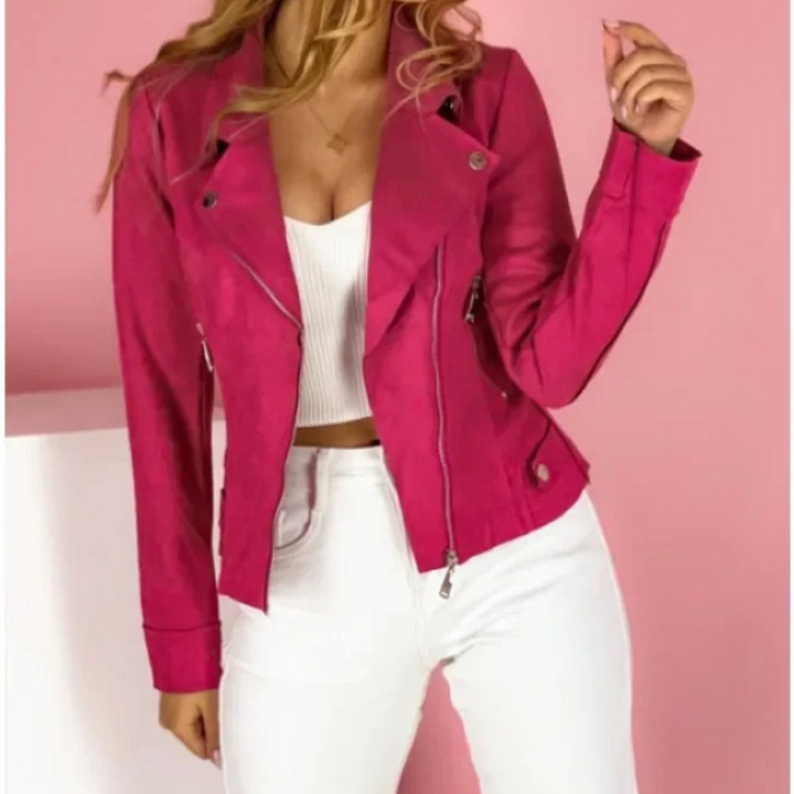 Kalyne | Damen Kurzjacke mit Reverskragen und asymmetrischem Reißverschluss