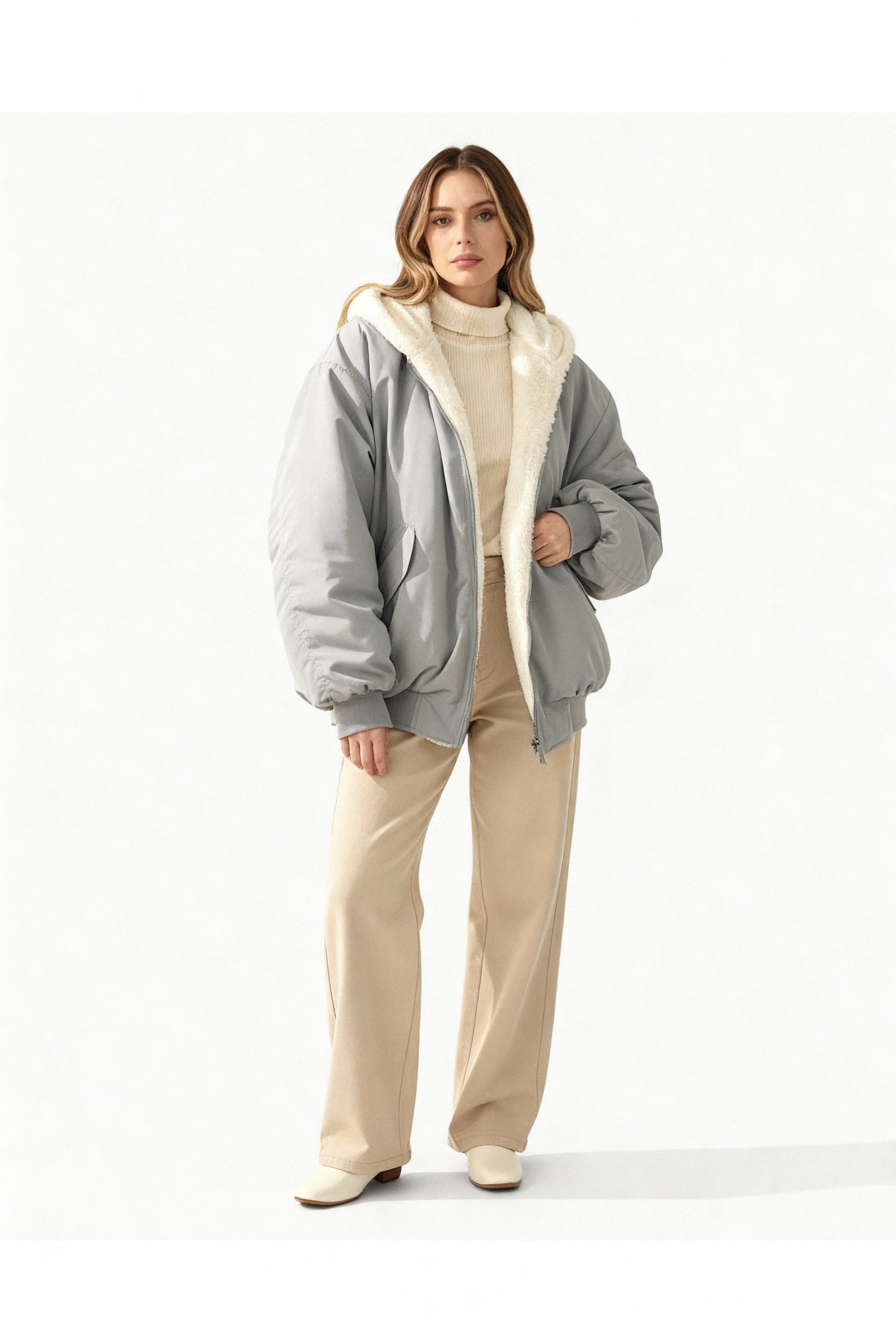 Lirena | Women's Oversized Winter Jacket with Hood and Zipper