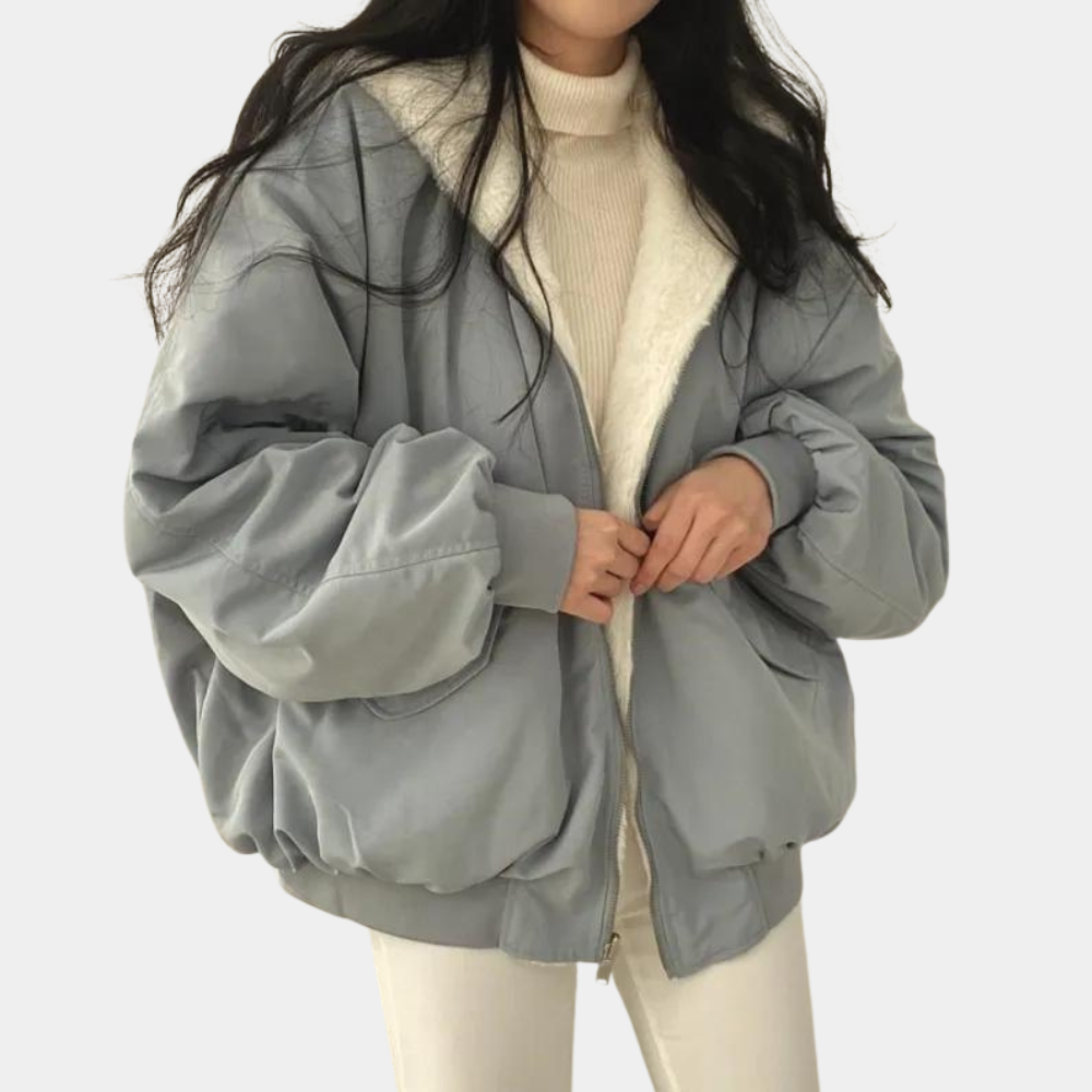 Lirena | Damen Oversized Winterjacke mit Kapuze und Reißverschluss