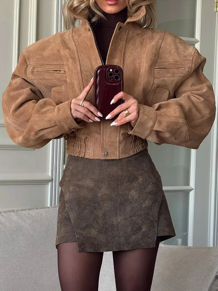 Lorenae Damen Kurzjacke mit Reißverschluss und elastischem Saum