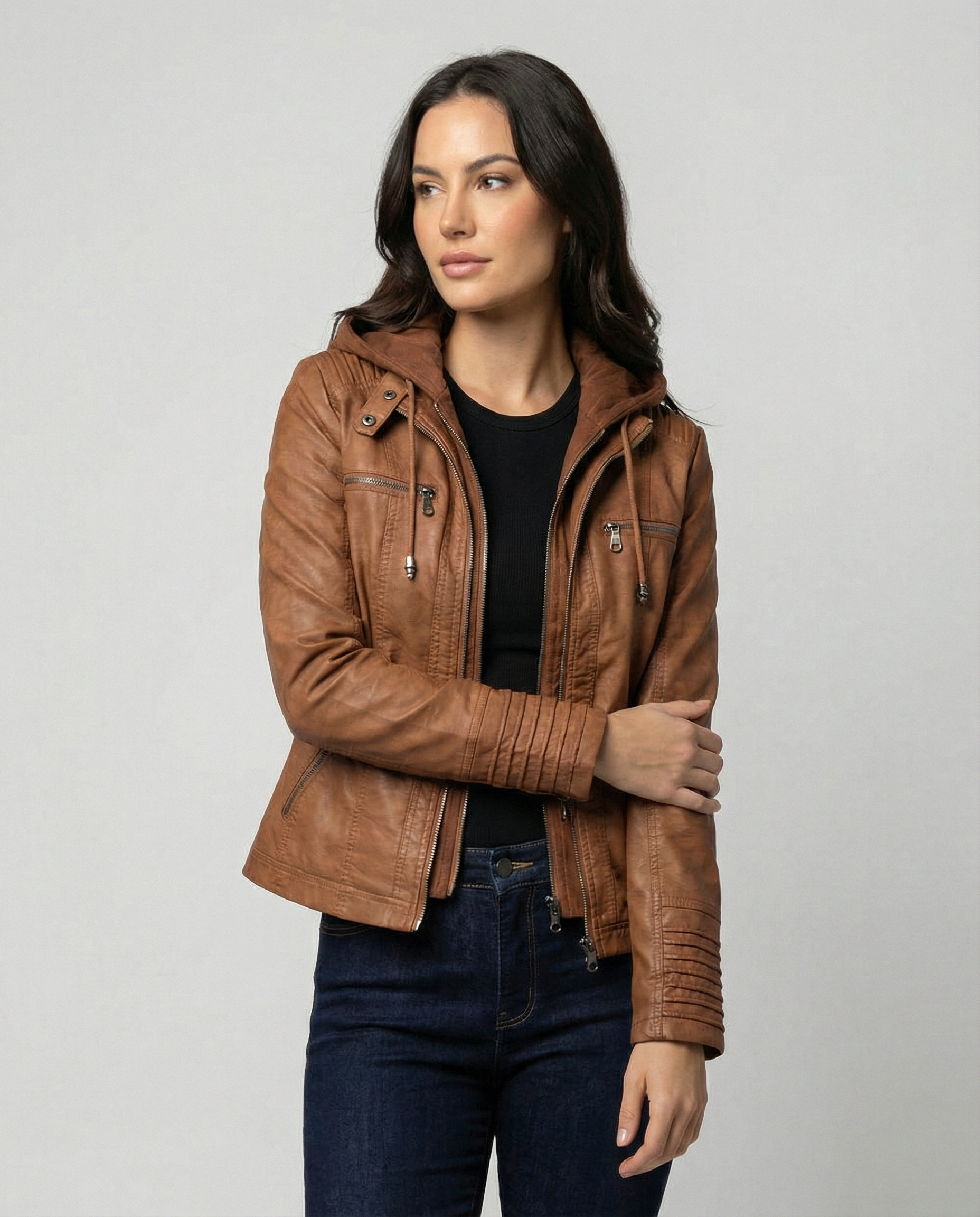 Maribel | Women's Jacket with Hood and Front Zipper
