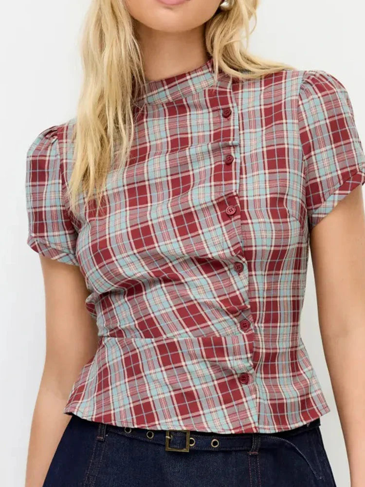 Marvella Damen Top mit Karomuster