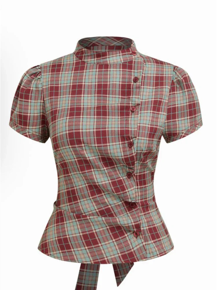 Marvella Damen Top mit Karomuster