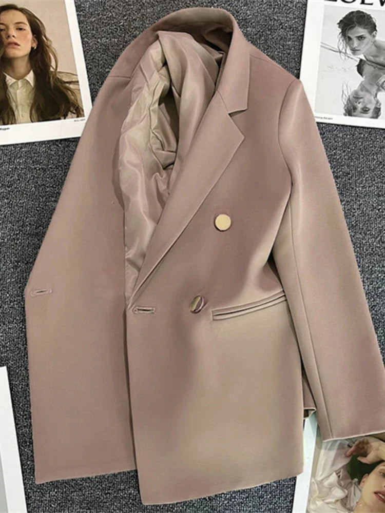 Mathilda Women's Double-Breasted Blazer with Lapel Collar