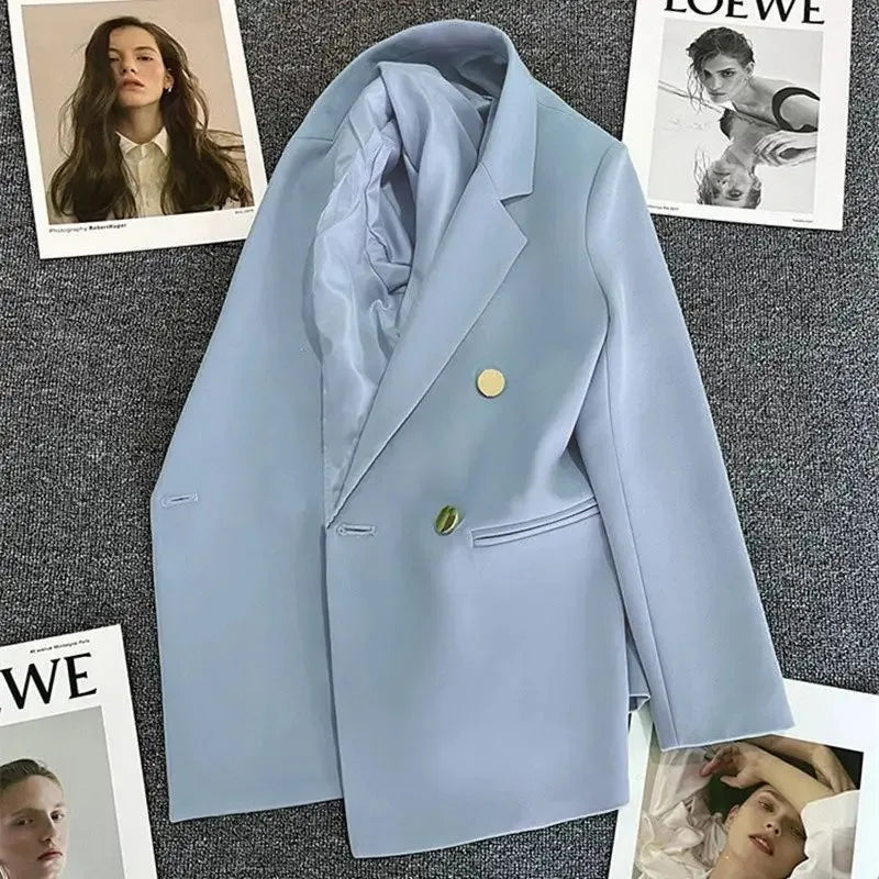 Mathilda Women's Double-Breasted Blazer with Lapel Collar