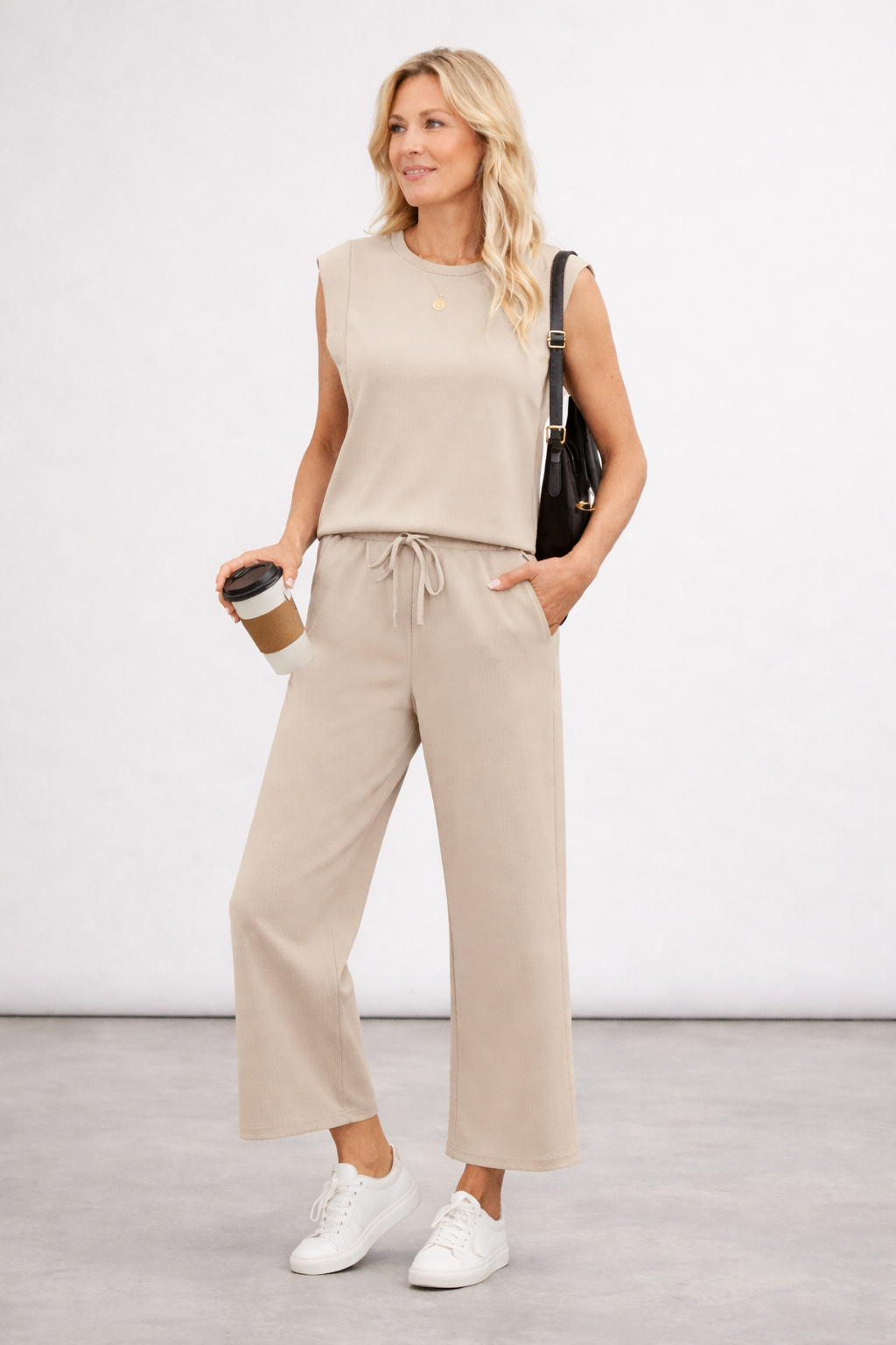 Nerina | Damen Zweiteiliges Set mit Ärmellosem Top und Weiter Hose