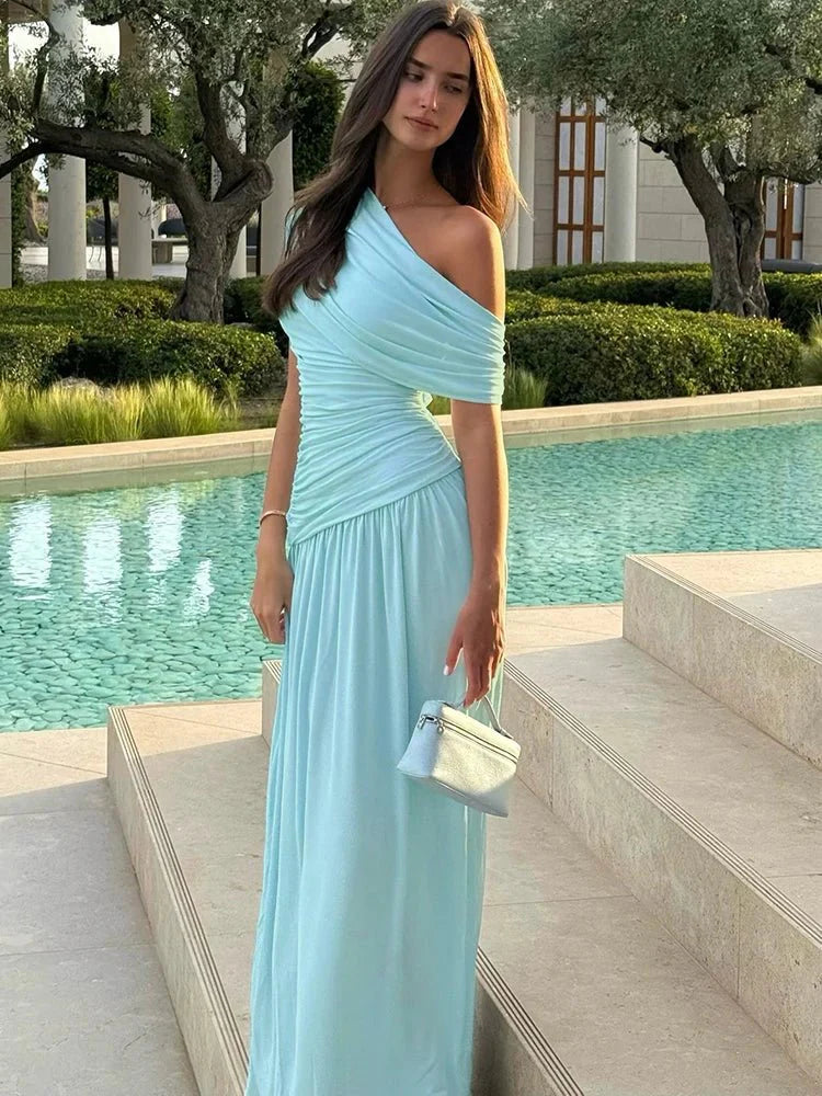 Nyra One-Shoulder Maxikleid mit Drapierung