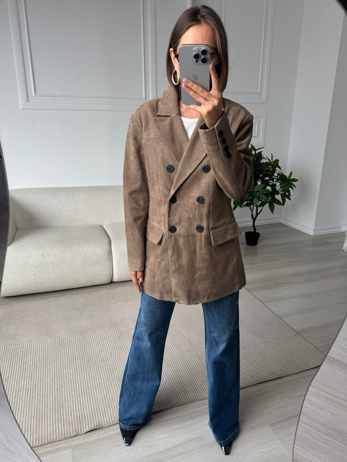 Nyxie Damen Blazer doppelreihig mit Reverskragen