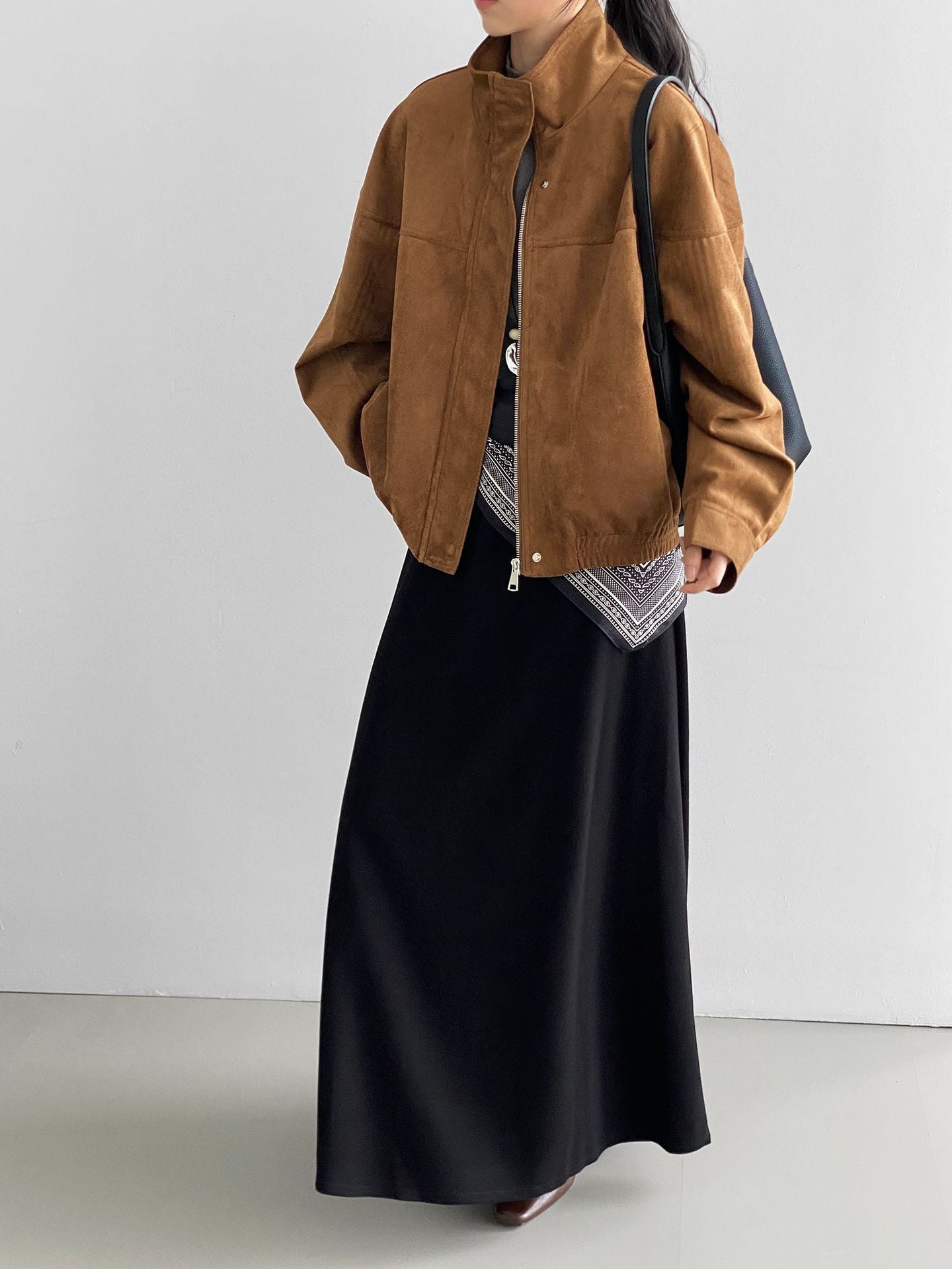 Rinla | Wildlederjacke Mit Stehkragen Und Lockerem Schnitt