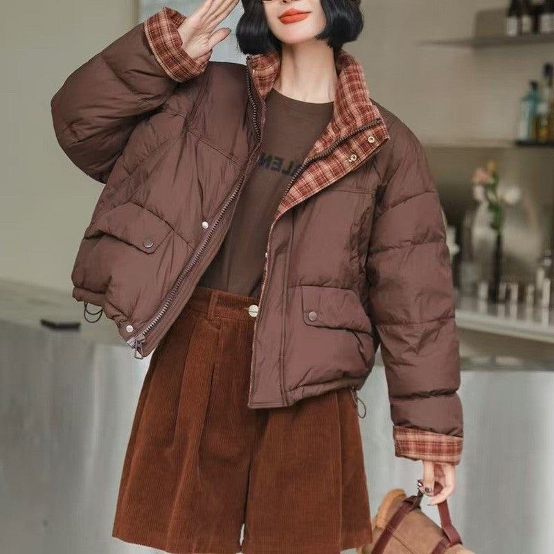 Venus | Kurze Daunenjacke Mit Karofutter