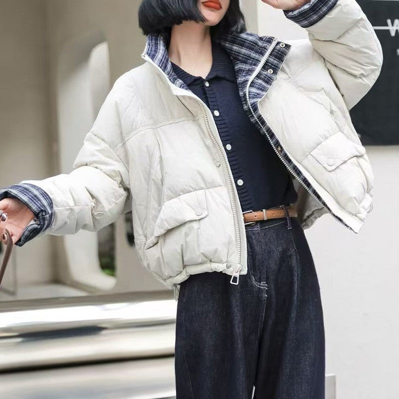 Venus | Kurze Daunenjacke Mit Karofutter