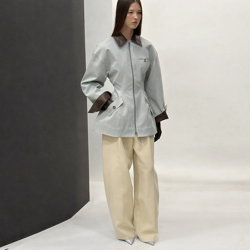 Orelia Damen Jacke mit Reißverschluss und Taillengürtel
