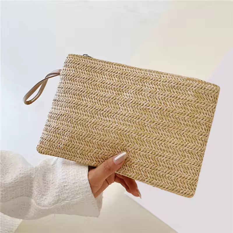 Rhea Damen Clutch geflochten mit Reißverschluss