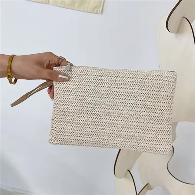Rhea Damen Clutch geflochten mit Reißverschluss