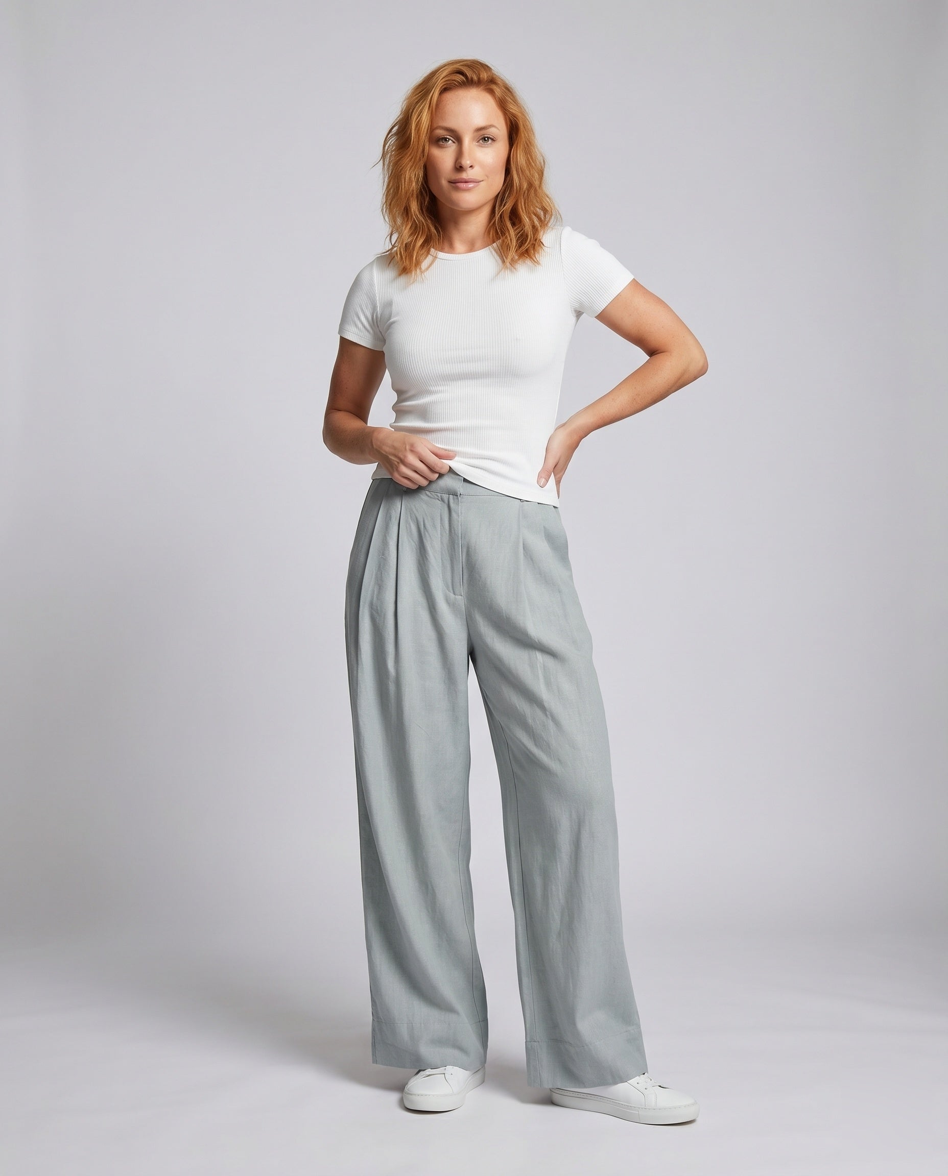 Rhea Damen Weite Hose mit Hohem Bund