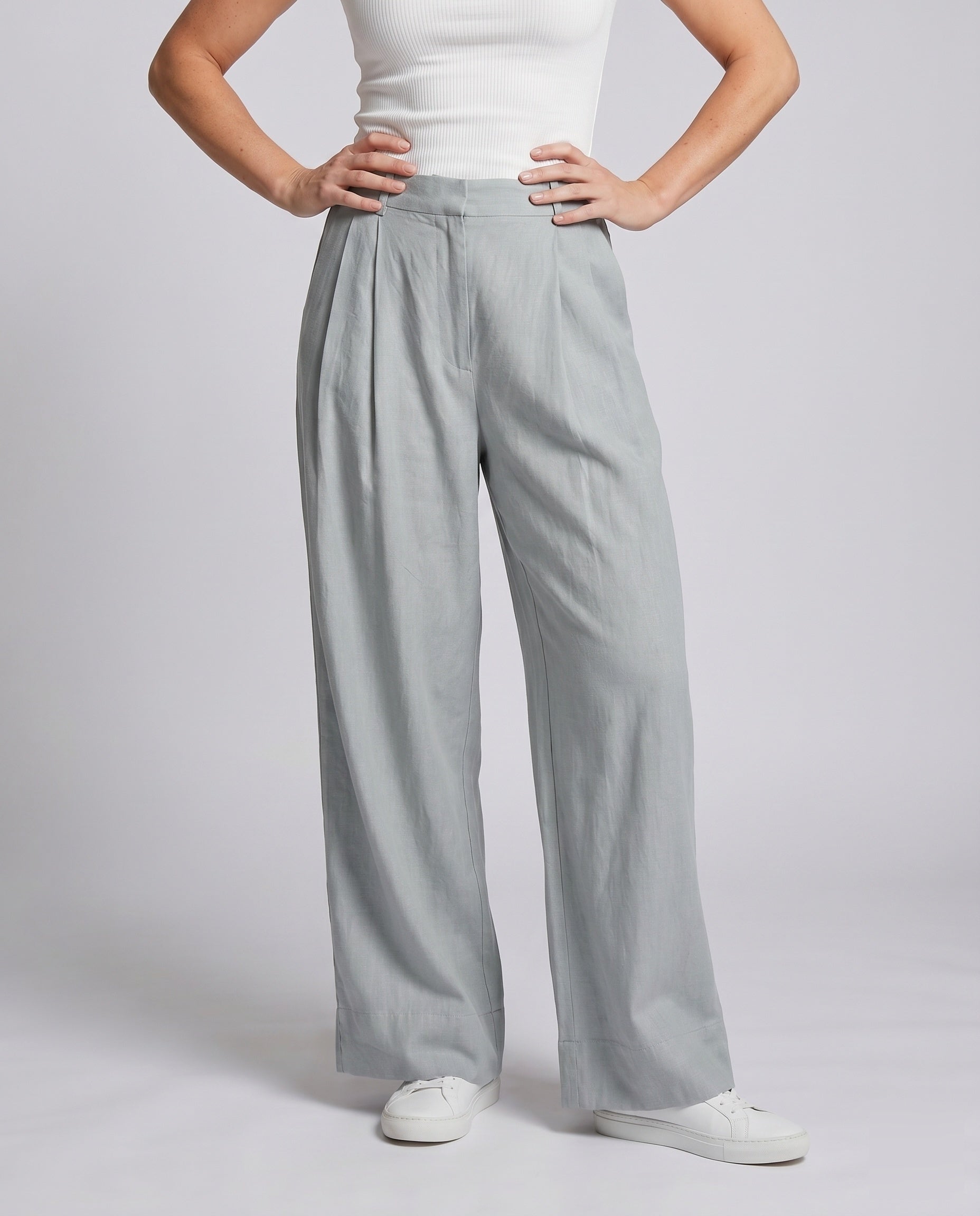 Rhea Damen Weite Hose mit Hohem Bund
