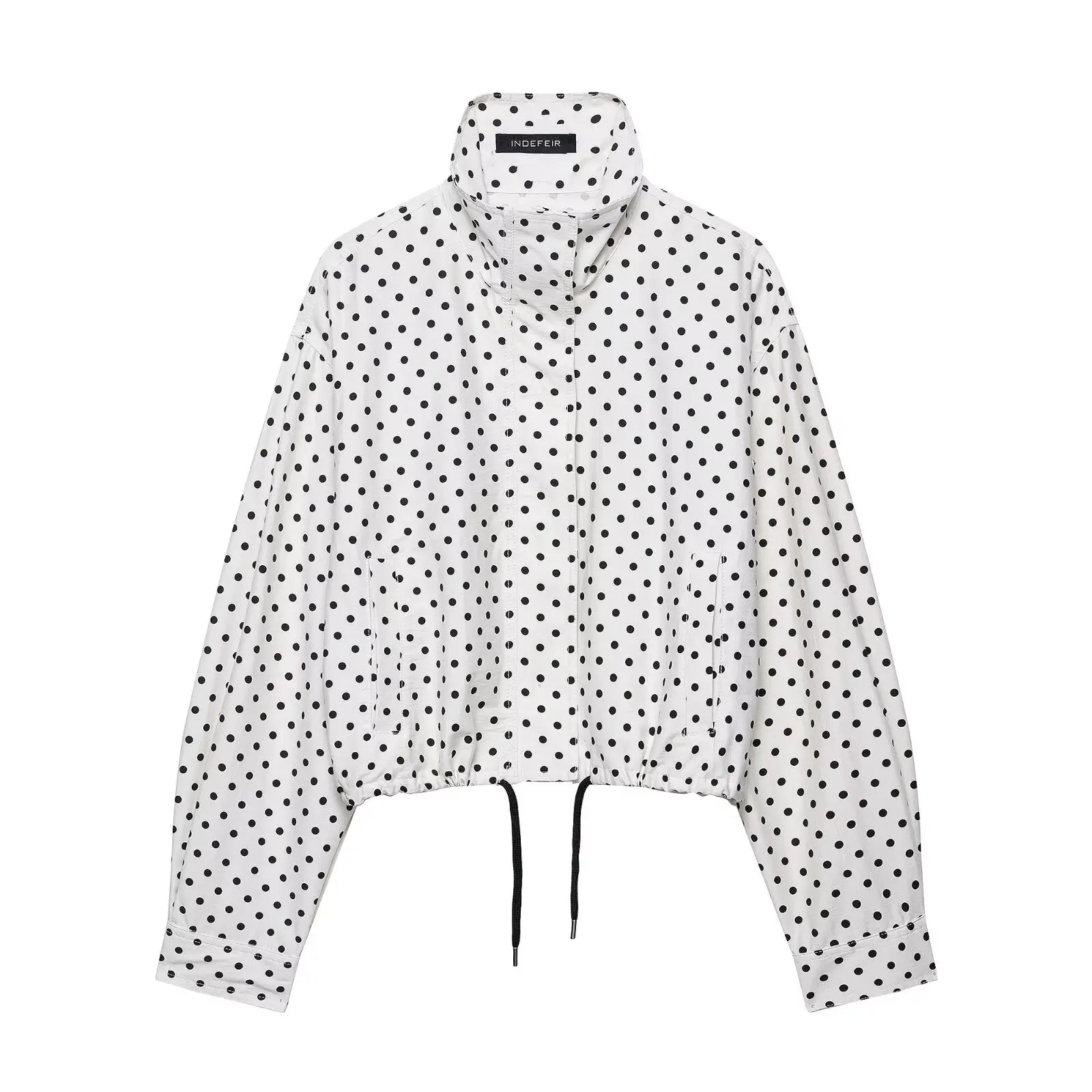 Dotty | Leichte Polka-Dot-Jacke mit Stehkragen & Kordelzug