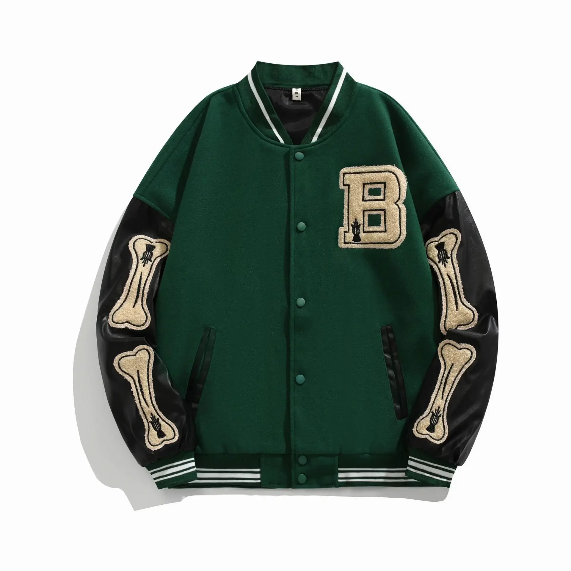 Beatrice | Harajuku Varsity Collegejacke mit Kunstleder-Ärmeln