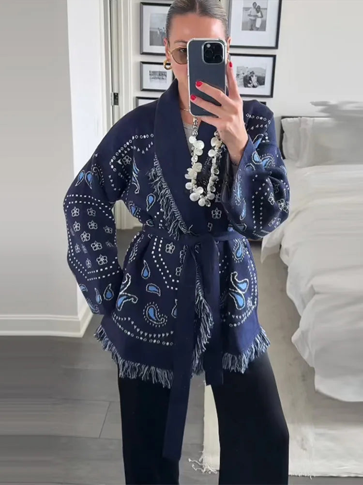 Sarah | Damen Strickpullover Mit Paisley Muster