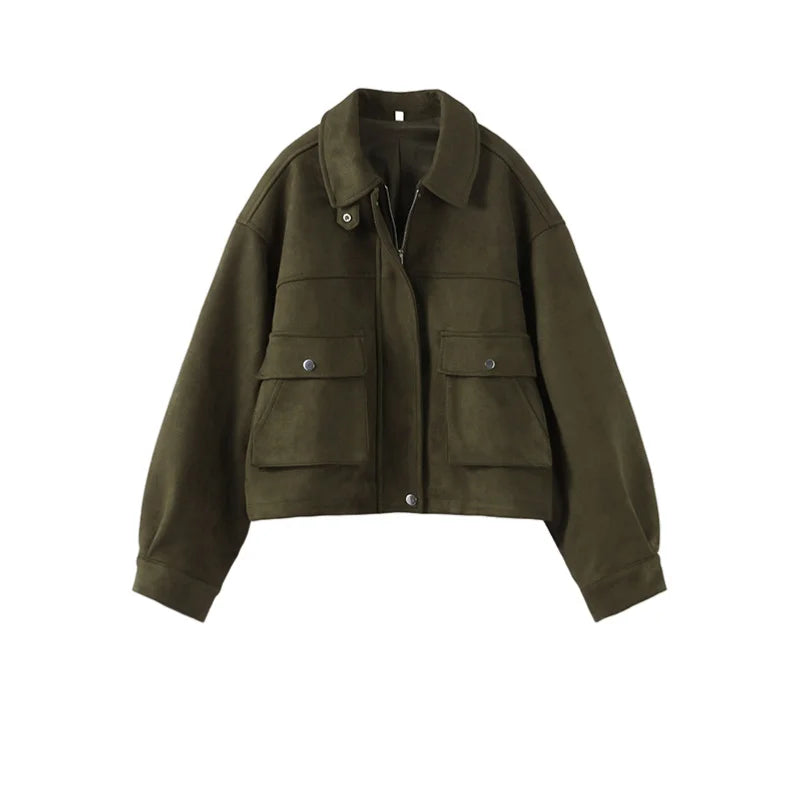 Kaira | Kunstwildleder Kurzjacke Mit Umlegekragen