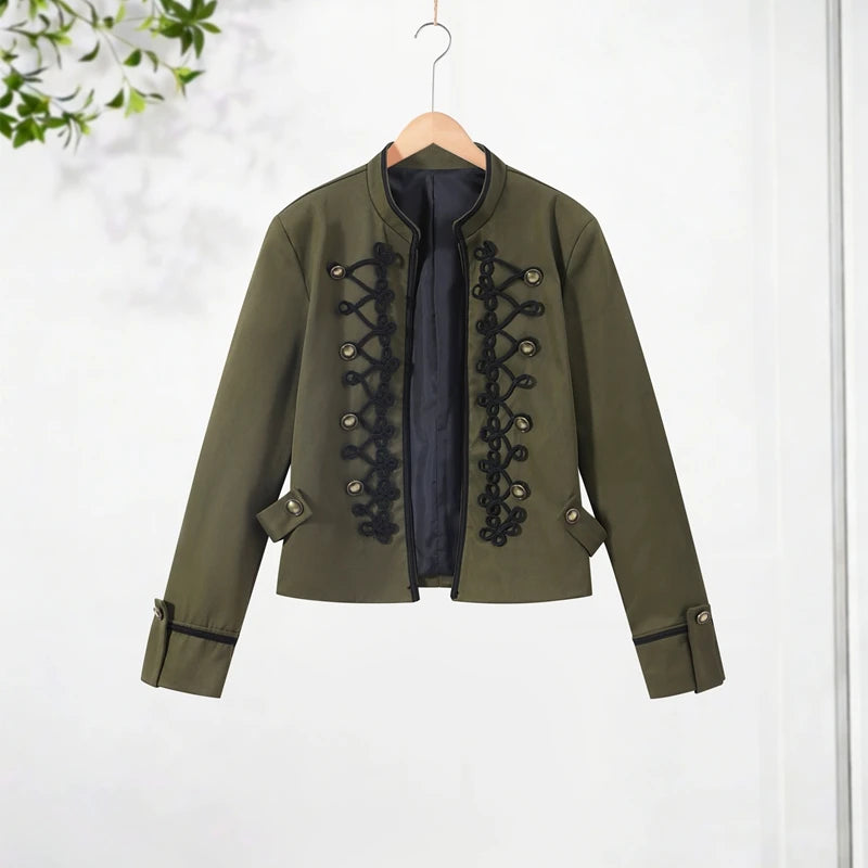 Sabine Women's Jacket in Hussar Style with Soutache Trim and Stand-up Collar