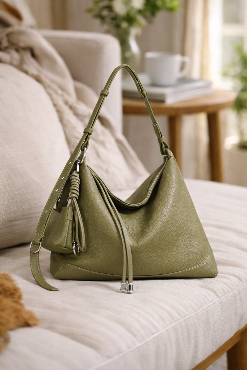 Selene Damen Schultertasche groß mit Reißverschluss