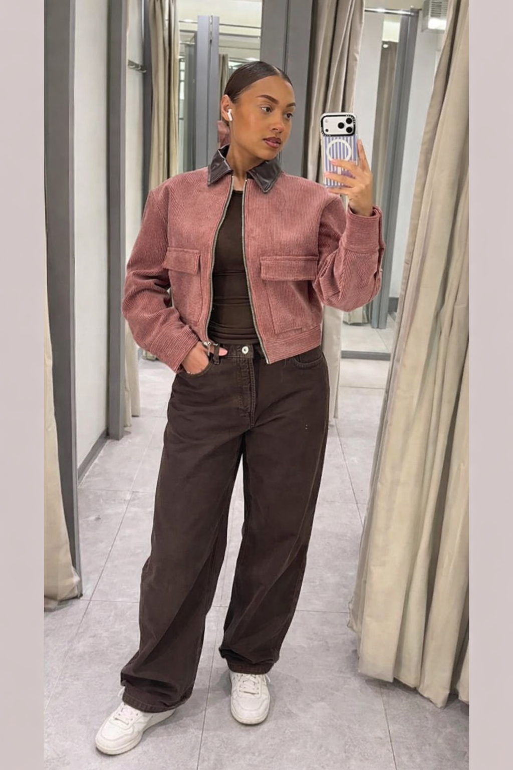 Seloria Damen Kurzjacke mit Reißverschluss und Umlegekragen
