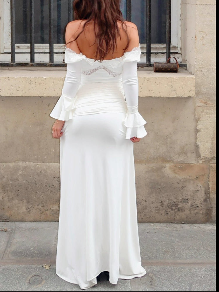 Serene Maxikleid mit Spitzenbesatz